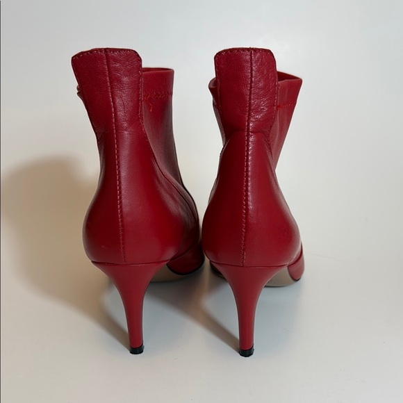 Lewit Sleek Leather Red Heeled Boots with Pointed Toe Size 36.5 - Picture 4 of 8